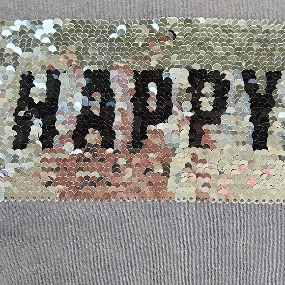 🔹️Cotton On Gray w/Sequined Happy Hangry Short Sleeve Top Medium - Picture 6 of 12
